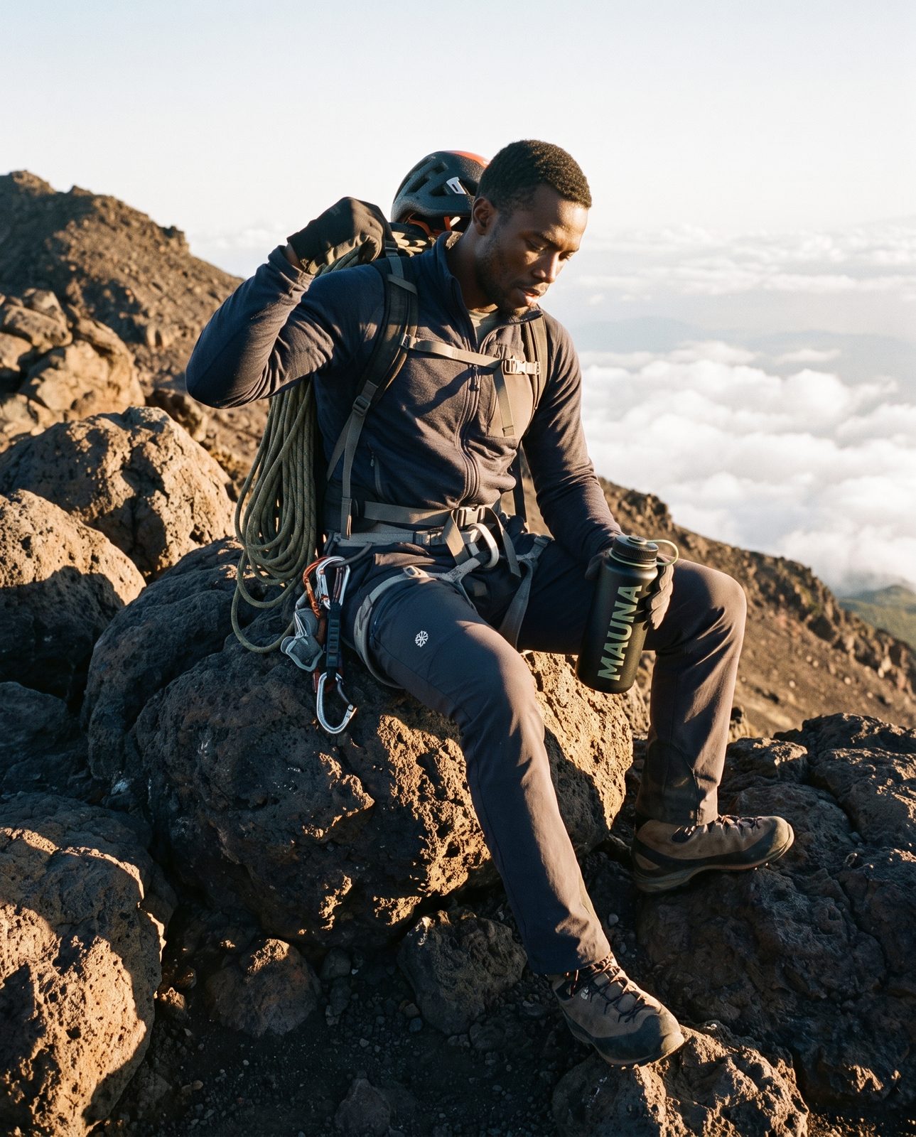 Mountaineer above the clouds