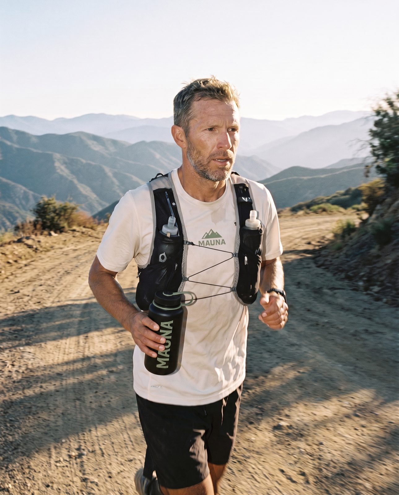 Sponsored ultrarunner on a ridgeline